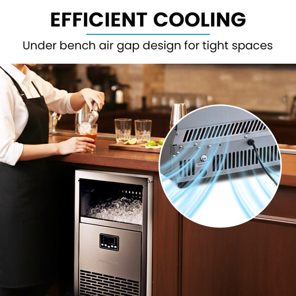 POLYCOOL Commercial Ice Maker Machine, up to 75kg/24hr, Timer & Self Cleaning Programs Polycool