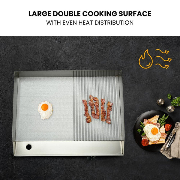 THERMOMATE Electric Griddle Commercial Stainless Steel 2200W BBQ Grill Pan Hot Plate Large Thermomate