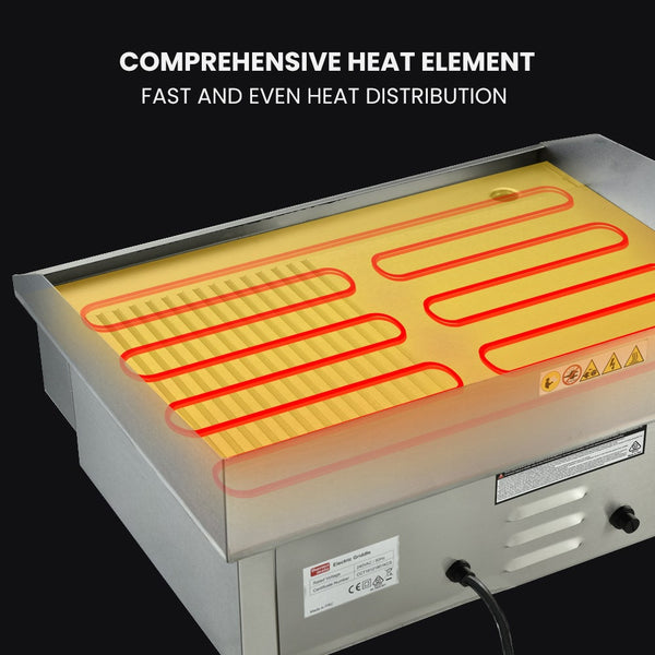 THERMOMATE Electric Griddle Commercial Stainless Steel 2200W BBQ Grill Pan Hot Plate Large Thermomate