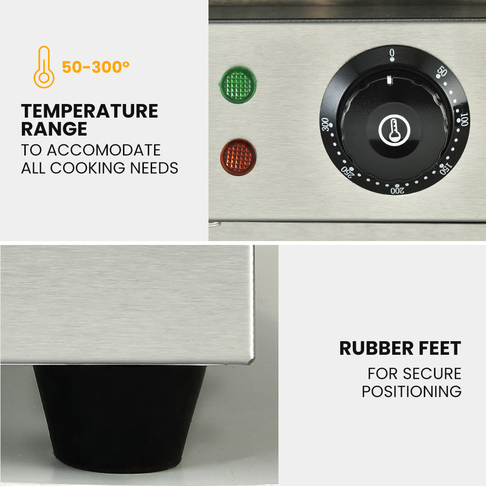 THERMOMATE Electric Griddle Commercial Stainless Steel 2200W BBQ Grill Pan Hot Plate Large Thermomate