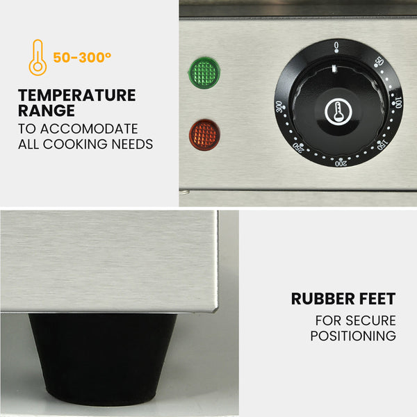 THERMOMATE Electric Griddle Commercial Stainless Steel 2200W BBQ Grill Pan Hot Plate Large Thermomate