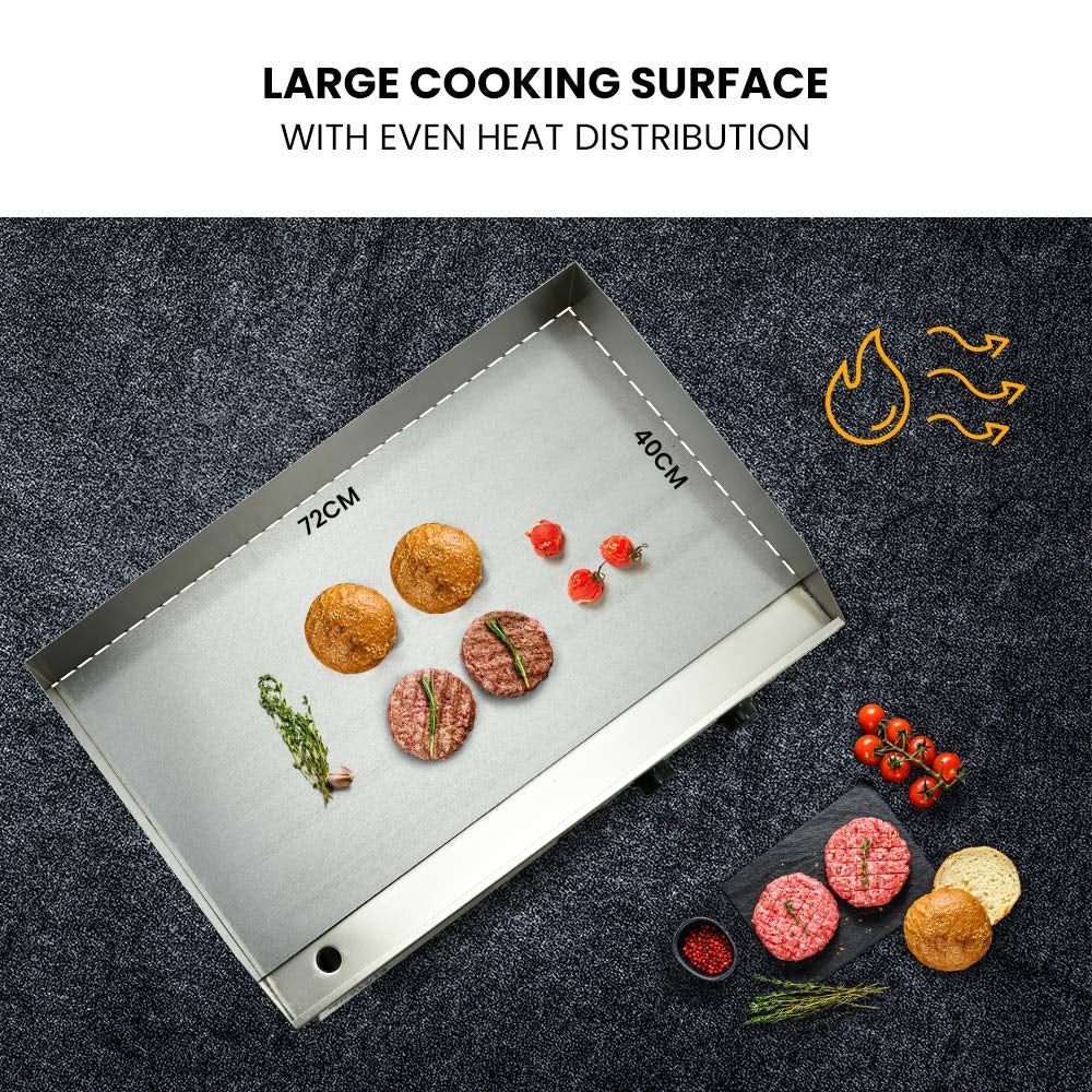THERMOMATE Commercial Electric Griddle TH-G05, 4400W 73x37cm Flat Cooking Surface Thermomate