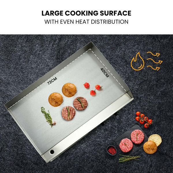 THERMOMATE Commercial Electric Griddle TH-G05, 4400W 73x37cm Flat Cooking Surface Thermomate
