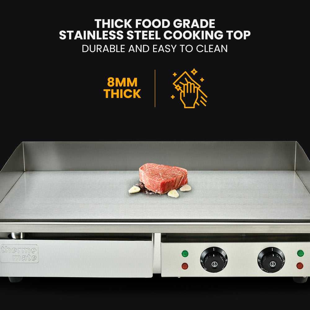 THERMOMATE Commercial Electric Griddle TH-G05, 4400W 73x37cm Flat Cooking Surface Thermomate