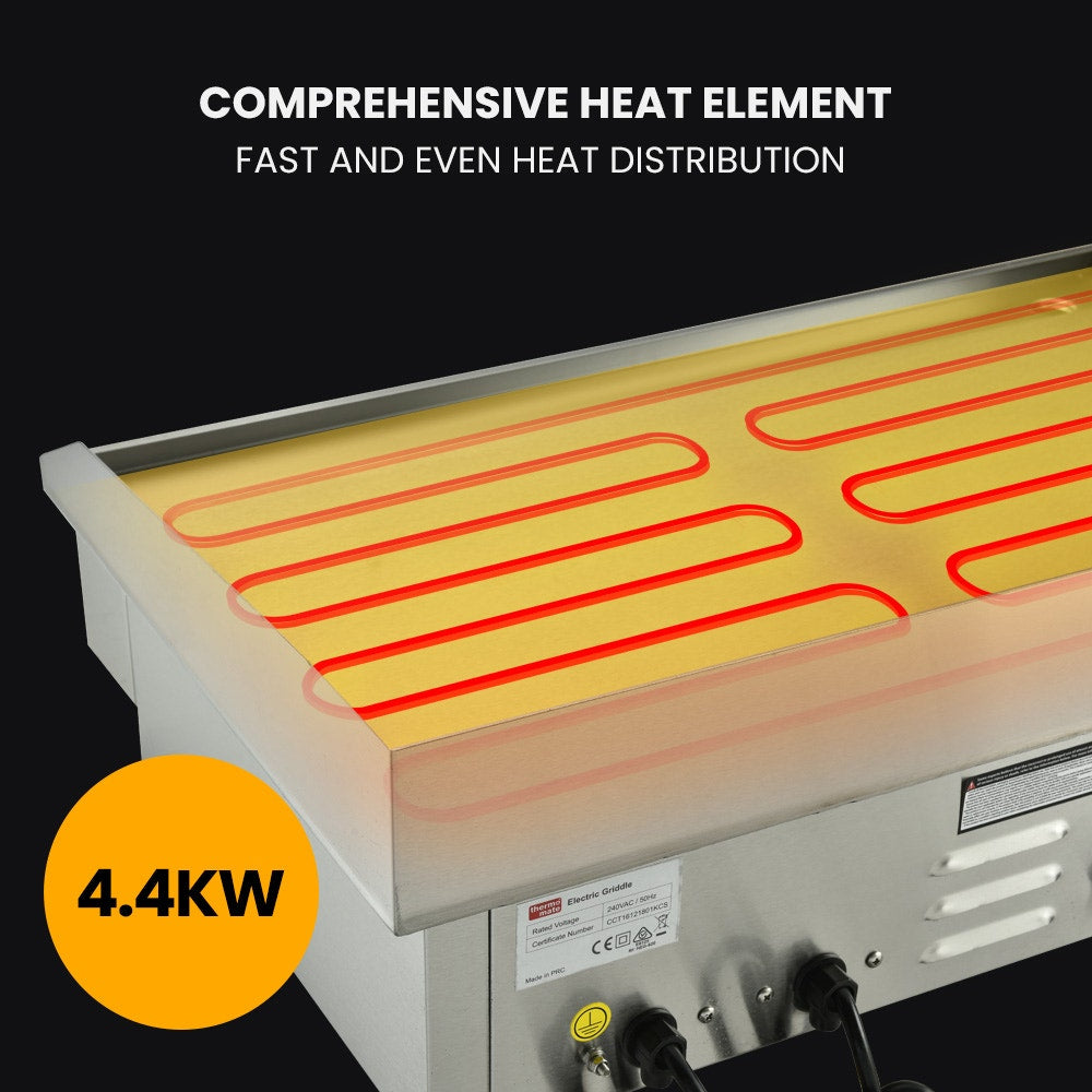 THERMOMATE Commercial Electric Griddle TH-G05, 4400W 73x37cm Flat Cooking Surface Thermomate