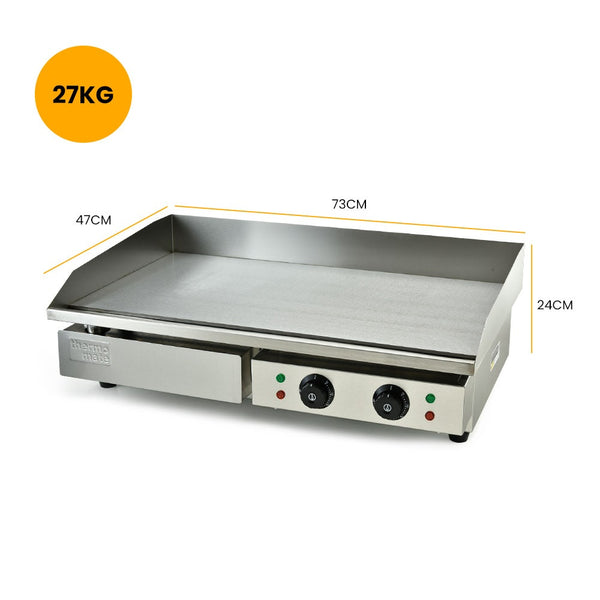 THERMOMATE Commercial Electric Griddle TH-G05, 4400W 73x37cm Flat Cooking Surface Thermomate