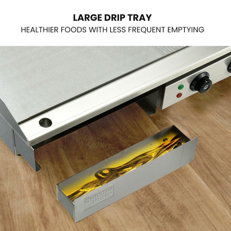 THERMOMATE Commercial Electric Griddle TH-G06, 4400W 73x40cm Half Ribbed Dual Surface Thermomate