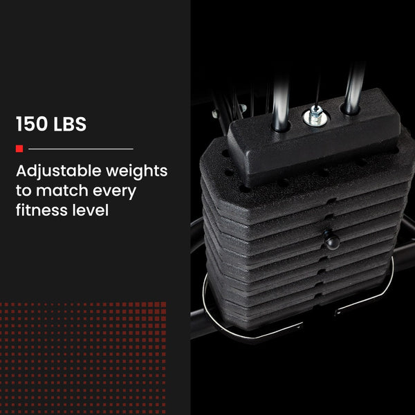 PROFLEX Multi-Station Compact Home Gym Set, 150lbs Weight Plates- M8000 Awezingly