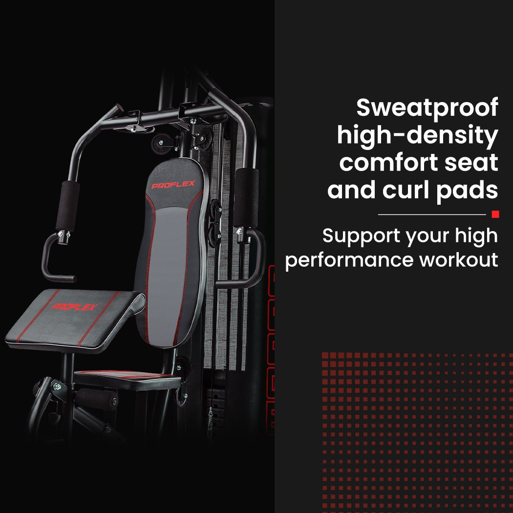 PROFLEX Multi-Station Compact Home Gym Set, 150lbs Weight Plates- M8000 Awezingly