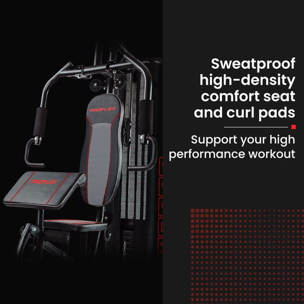 PROFLEX Multi-Station Compact Home Gym Set, 150lbs Weight Plates- M8000 Awezingly