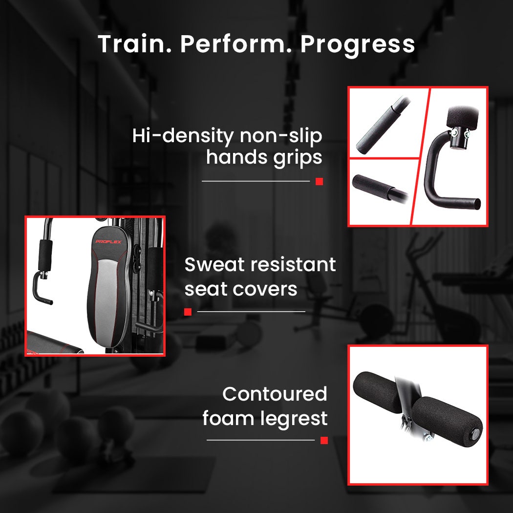 PROFLEX Multi-Station Compact Home Gym Set, 150lbs Weight Plates- M8000 Awezingly