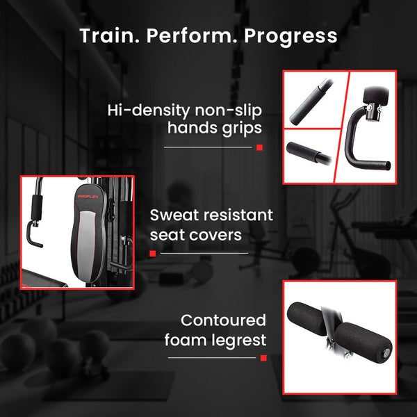 PROFLEX Multi-Station Compact Home Gym Set, 150lbs Weight Plates- M8000 Awezingly