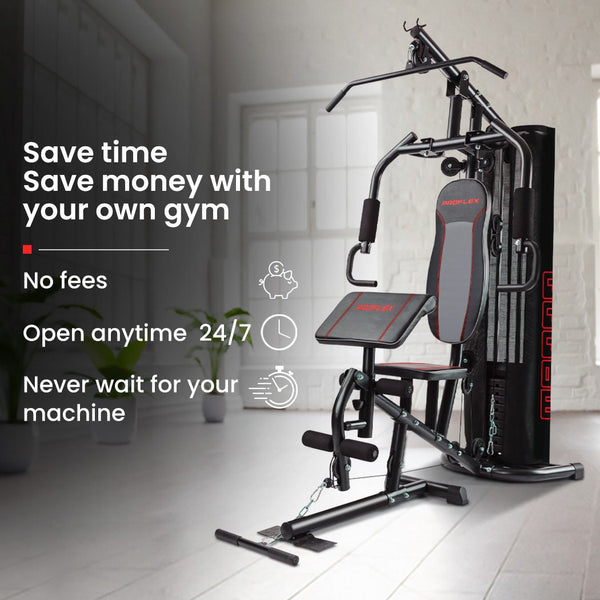 PROFLEX Multi-Station Compact Home Gym Set, 150lbs Weight Plates- M8000 Awezingly