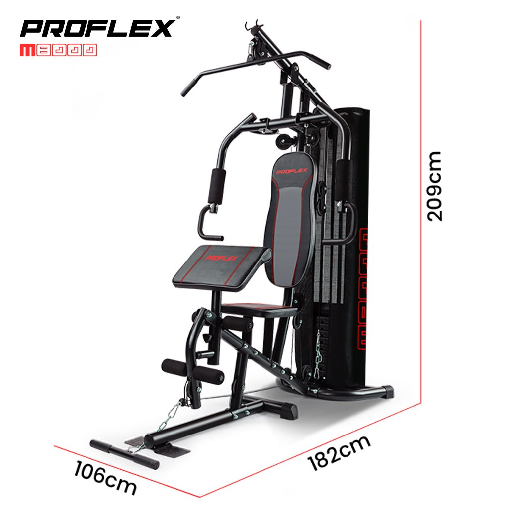 PROFLEX Multi-Station Compact Home Gym Set, 150lbs Weight Plates- M8000 Awezingly