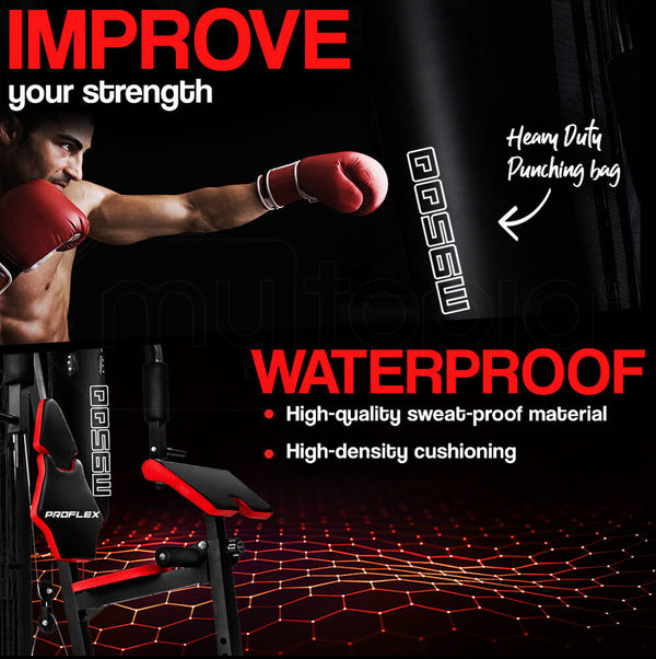 PROFLEX Home Gym Exercise Machine Fitness Equipment Weight Bench Press Set 148lbs Awezingly