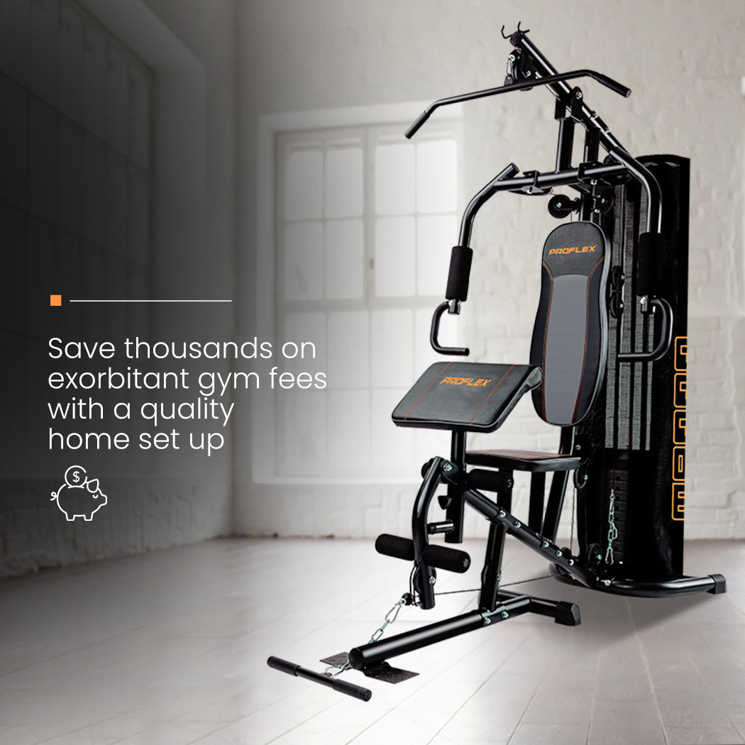 PROFLEX Multi-Station Home Gym Set with 98lbs Weight Plates- M8000 Awezingly