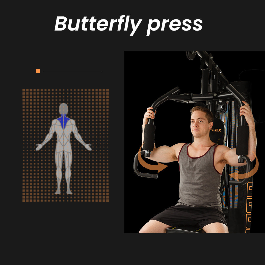 PROFLEX Multi-Station Home Gym Set with 98lbs Weight Plates- M8000 Awezingly