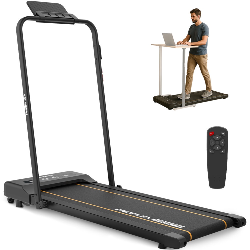 PROFLEX Electric Walking Pad Under Desk Treadmill, Remote Control, Compact Foldable Size, Tablet Holder, LCD Display, Walk or Light Jog Awezingly