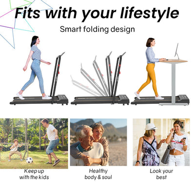 PROFLEX Electric Walking Pad Under Desk Treadmill, Remote Control, Compact Foldable Size, Tablet Holder, LCD Display, Walk or Light Jog