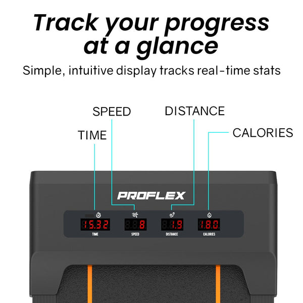 PROFLEX Electric Walking Pad Under Desk Treadmill, Remote Control, Compact Foldable Size, Tablet Holder, LCD Display, Walk or Light Jog Awezingly