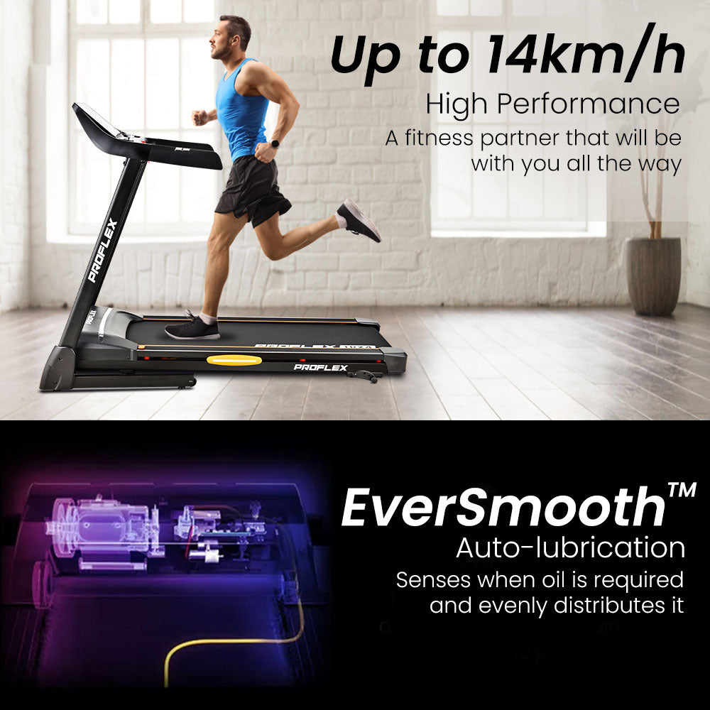 PROFLEX TRX4 Electric Treadmill, Medium Size, Foldable, Suspension, Bluetooth, USB/MP3, Pulse Sensors, Fitness Tracker Awezingly
