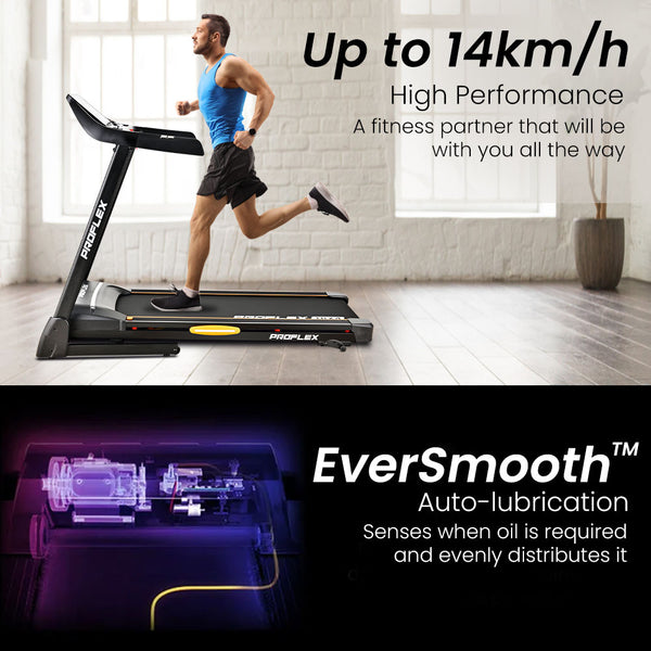 PROFLEX TRX4 Electric Treadmill, Medium Size, Foldable, Suspension, Bluetooth, USB/MP3, Pulse Sensors, Fitness Tracker Awezingly