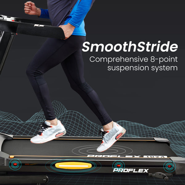 PROFLEX TRX4 Electric Treadmill, Medium Size, Foldable, Suspension, Bluetooth, USB/MP3, Pulse Sensors, Fitness Tracker Awezingly