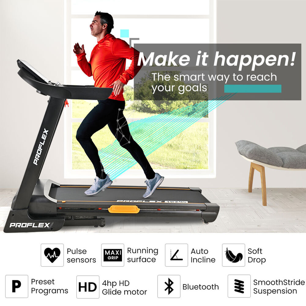 Proflex TRX9s Electric Treadmill, Large Size, 450mm Belt, 10-inch display, Foldable, Suspension, Auto Incline, WiFi, Bluetooth, Pulse Sensors Awezingly