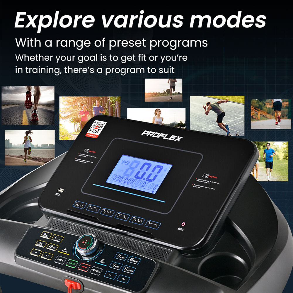 Proflex TRX9s Electric Treadmill, Large Size, 450mm Belt, 10-inch display, Foldable, Suspension, Auto Incline, WiFi, Bluetooth, Pulse Sensors Awezingly