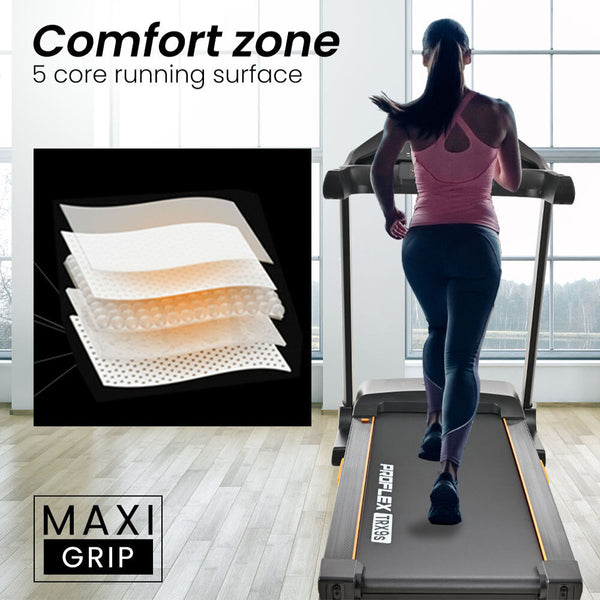 Proflex TRX9s Electric Treadmill, Large Size, 450mm Belt, 10-inch display, Foldable, Suspension, Auto Incline, WiFi, Bluetooth, Pulse Sensors Awezingly