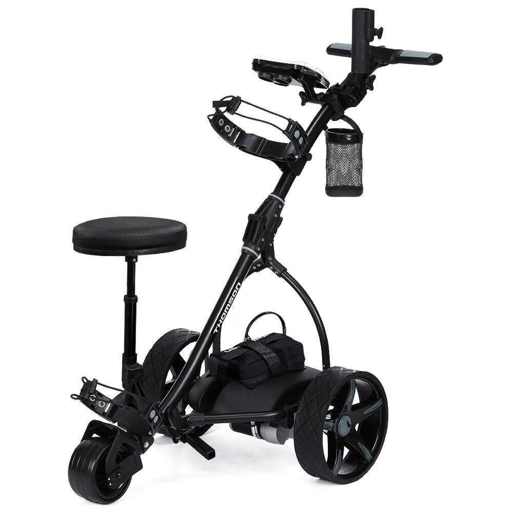 THOMSON E5000 Pro Lithium Golf Buggy, 36 Hole, Only 12kg, Easy Fold, Electric Motorised Buggy Trolley Cart w/ Seat, Black Does Not Apply