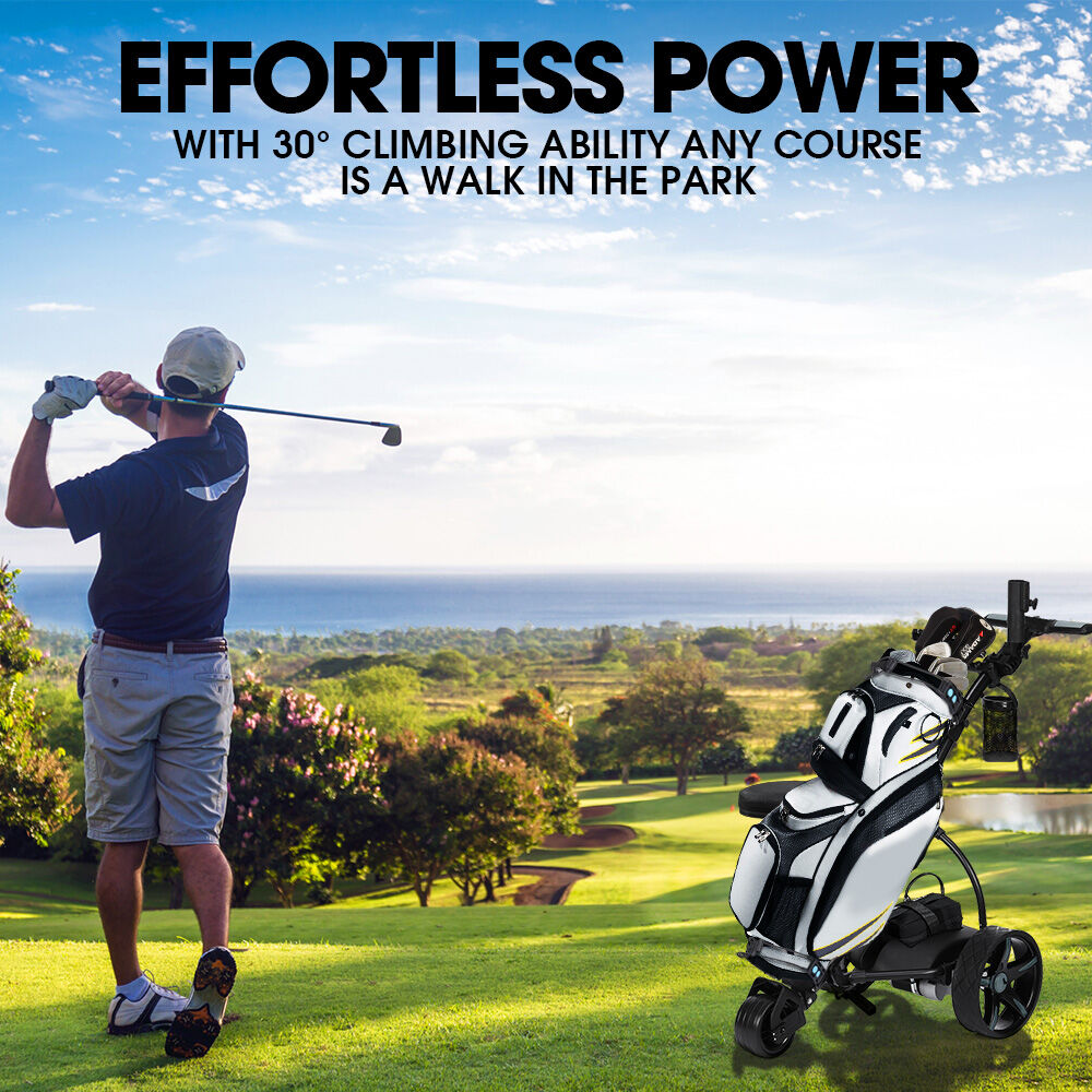 THOMSON E5000 Pro Lithium Golf Buggy, 36 Hole, Only 12kg, Easy Fold, Electric Motorised Buggy Trolley Cart w/ Seat, Black Does Not Apply