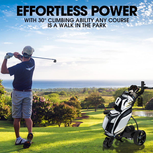 THOMSON E5000 Pro Lithium Golf Buggy, 36 Hole, Only 12kg, Easy Fold, Electric Motorised Buggy Trolley Cart w/ Seat, Black Does Not Apply