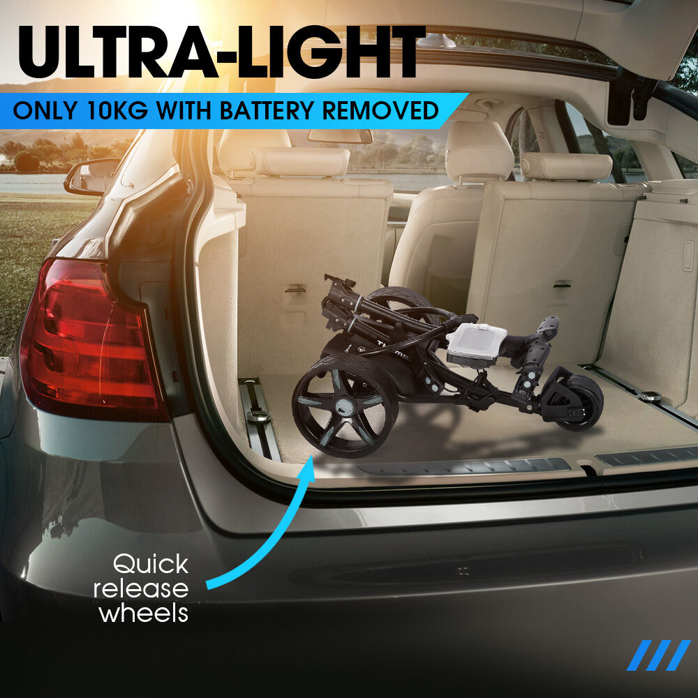 THOMSON E5000 Pro Lithium Golf Buggy, 36 Hole, Only 12kg, Easy Fold, Electric Motorised Buggy Trolley Cart w/ Seat, Black Does Not Apply