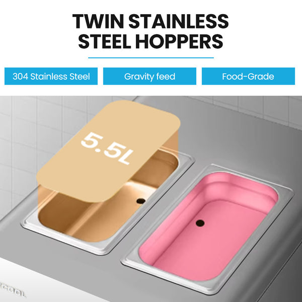 POLYCOOL Benchtop Soft Serve Ice Cream Machine, 3 Flavours, 2+Twist, Frozen Yoghurt, Acai Maker, Twin Cylinder, Counter Top Design, 15A Plug Polycool