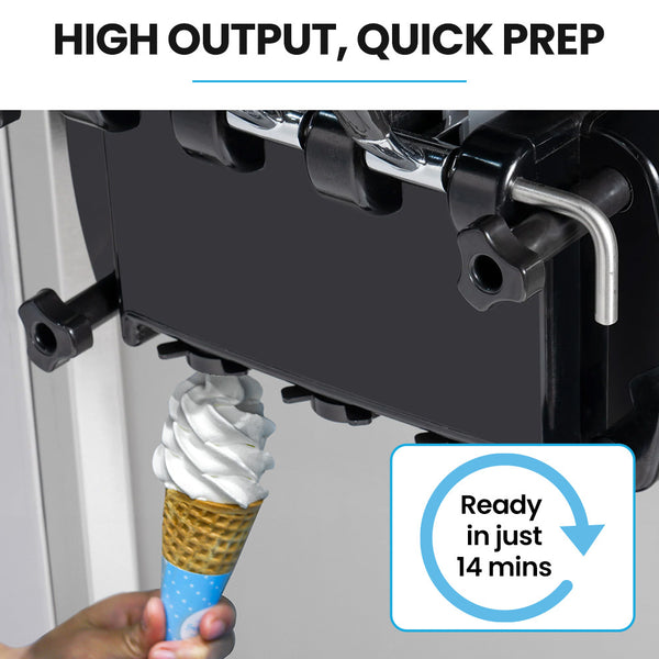 POLYCOOL Benchtop Soft Serve Ice Cream Machine, 3 Flavours, 2+Twist, Frozen Yoghurt, Acai Maker, Twin Cylinder, Counter Top Design, 15A Plug Polycool