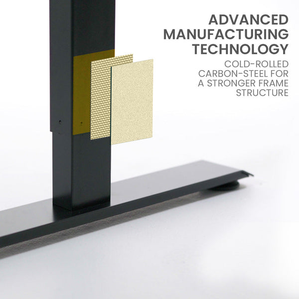 FORTIA Corner Standing Desk, 1730W x 1730W x 750D, 3 Motors, 120kg Load, Sit to Stand Up Electric Height Adjustable, Black/Black Frame Fortia