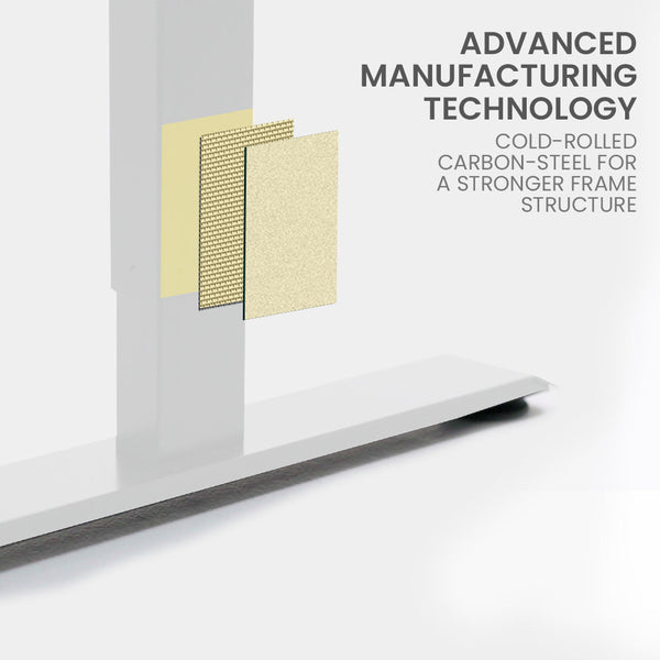 Fortia Corner Standing Desk, 1730W x 1730W x 750D, 3 Motors, 120kg Load, Sit to Stand Up Electric Height Adjustable, Black/White Frame Fortia