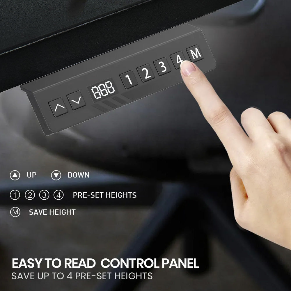 Fortia Corner Standing Desk, 1730W x 1730W x 750D, 3 Motors, 120kg Load, Sit to Stand Up Electric Height Adjustable, Black/White Frame Fortia