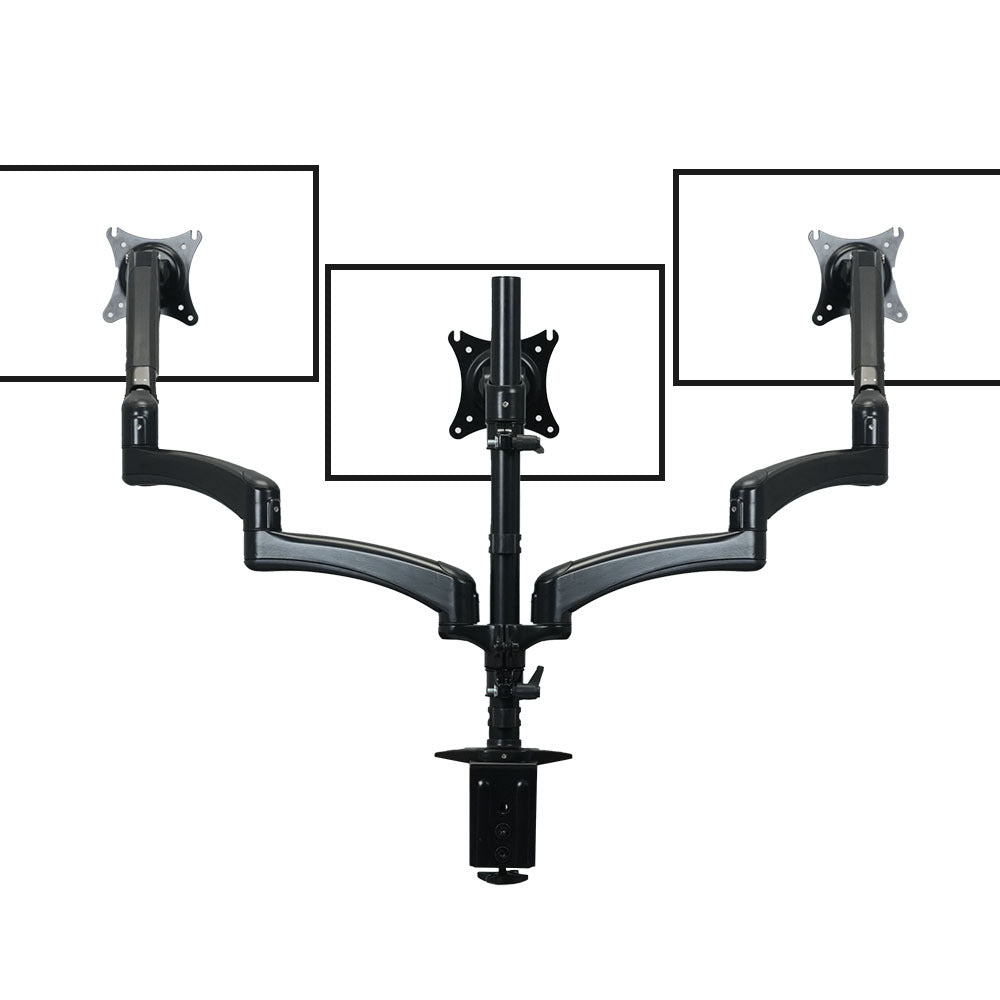 FORTIA Triple Computer Monitor Mount Stand for Desk with 3 Adjustable Arm Holder for 15 to 32 inch Displays Fortia