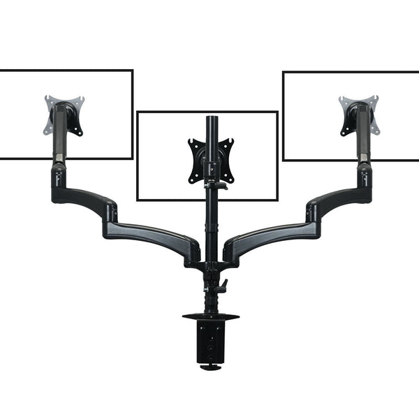 FORTIA Triple Computer Monitor Mount Stand for Desk with 3 Adjustable Arm Holder for 15 to 32 inch Displays Fortia