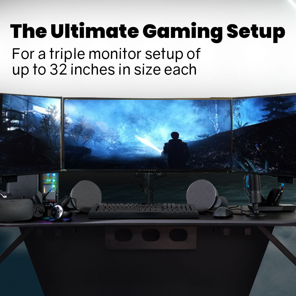 FORTIA Triple Computer Monitor Mount Stand for Desk with 3 Adjustable Arm Holder for 15 to 32 inch Displays Fortia