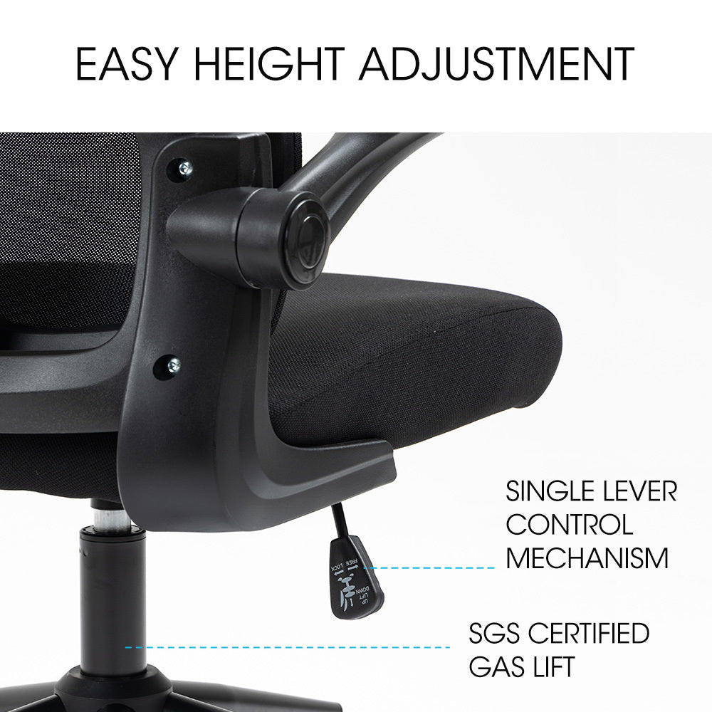 FORTIA Ergonomic Office Desk Chair, Lumbar Support, Mesh Fabric, Adjustable Headrest, Retractable Armrests, Black Fortia