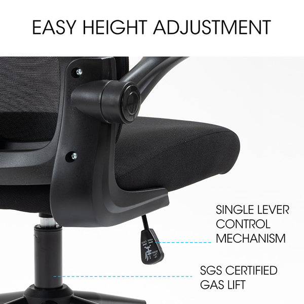 FORTIA Ergonomic Office Desk Chair, Lumbar Support, Mesh Fabric, Adjustable Headrest, Retractable Armrests, Black Fortia