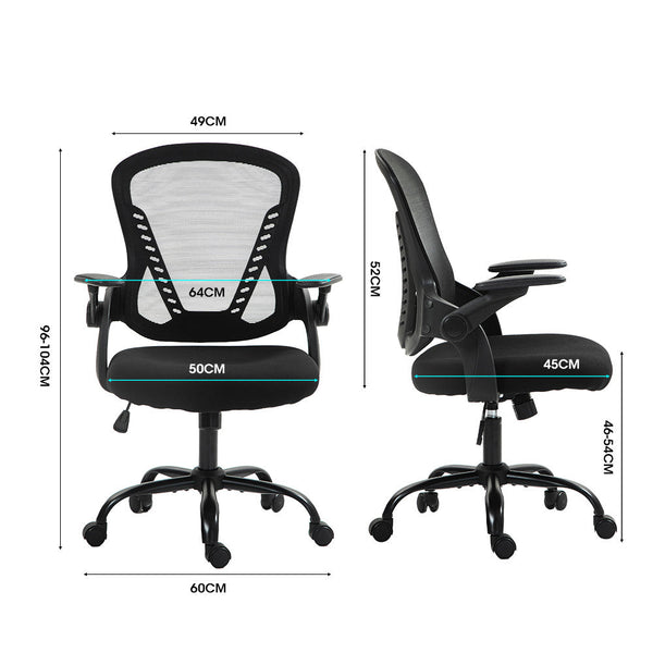 FORTIA Ergonomic Office Desk Chair, Coolmesh Fabric, Adjustable Recline, Black Mesh/Black Frame Fortia