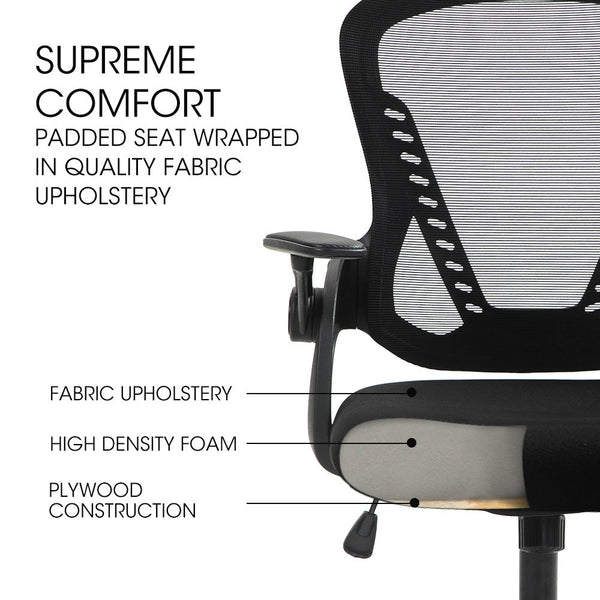 FORTIA Ergonomic Office Desk Chair, Coolmesh Fabric, Adjustable Recline, Black Mesh/Black Frame Fortia
