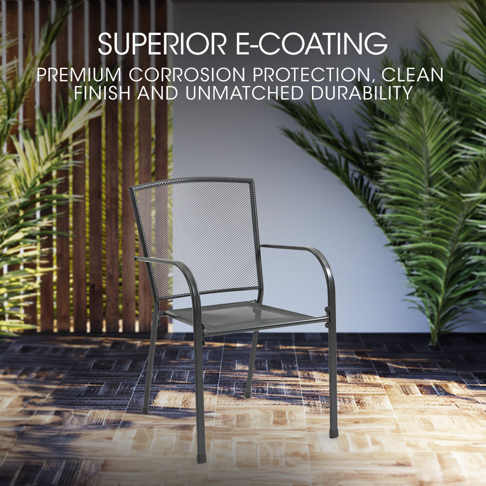FORTIA 2pc Outdoor Dining Chair Set, for Outside with E-coating Fortia