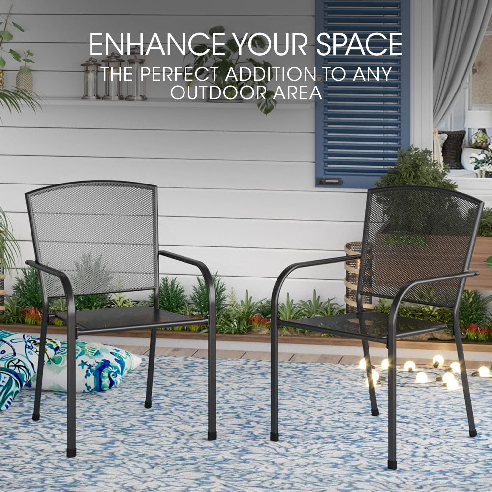 FORTIA 2pc Outdoor Dining Chair Set, for Outside with E-coating Fortia