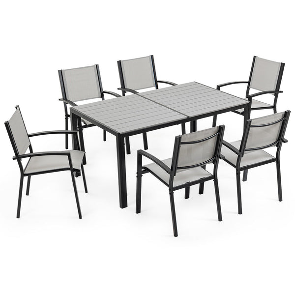 FORTIA 7pc Outdoor Dining Furniture Set, Table and Chairs Setting for Outside Fortia