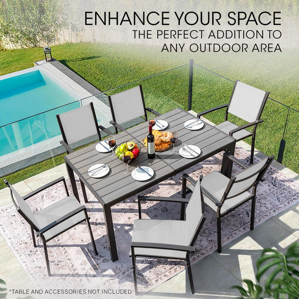 FORTIA 6pc Outdoor Dining Chair Set, for Outside Fortia